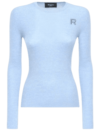 로샤스 로고 패치 울 골지 니트 탑