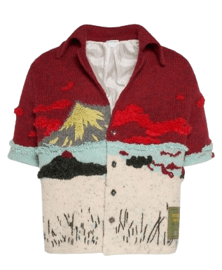 보테가베네타 자수 인타시어 울 셔츠