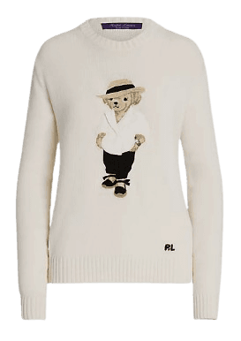 Ralph Lauren Collection 리넨 폴로 베어 코튼 스웨터 크림