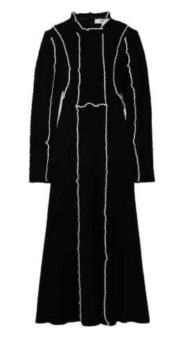 Elin two-tone ribbed merino wool midi dress