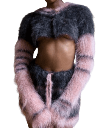 NONG RAK mohair cropped cardigan button front jumper sweater