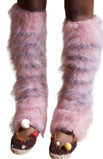 NONG RAK nr blur mohair knit one of a kind leg arm warmer accessory in ballet and wolf