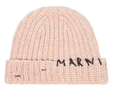 Marni Logo ribbed-knit virgin wool beanie
