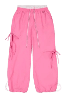 LALA FOX CUT OUT STRING TRACK PANTS PINK