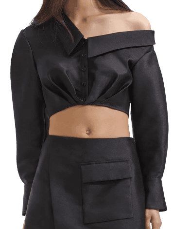 셀프 포트레이트 BLACK TAFFETA TOP