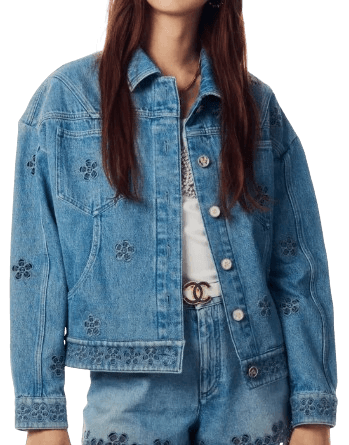 샤넬 재킷 자수데님 라이트블루