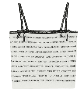 EENK UNIT Lettering Knit Tank Top - White/Black