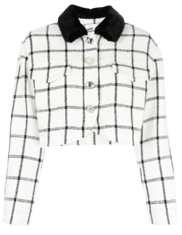 SELF-PORTRAIT CREAM CHECK BOXY JACKET
