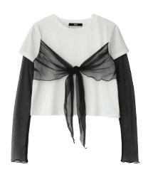 YUSE MESH RIBBON LAYERED T-SHIRT