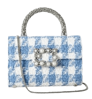 ROGER VIVIER Crystal-embellished mini houndstooth handbag