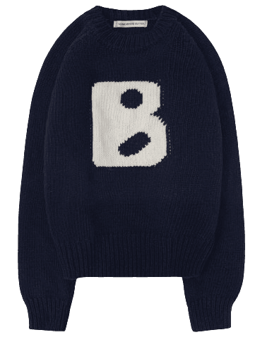 B logo cashmere knit - navy