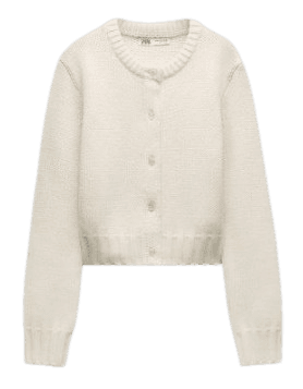 자라 울 니트 가디건 크림