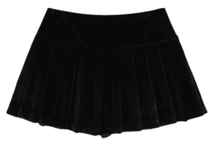 YOUHEE VELVET PLEATS MINI SKIRT BLACK