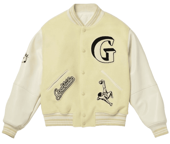GOALSTUDIO MULTI PATCHED VARSITY JACKET-LIGHT YELLOW