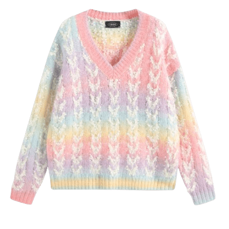 CIDER 레인보우 스트라이프 긴팔 스웨터