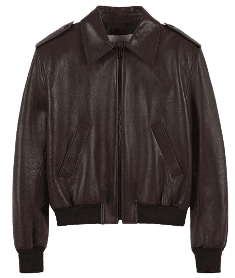 RECTO EPAULET LAMBS LEATHER JUMPER (DARK BROWN)