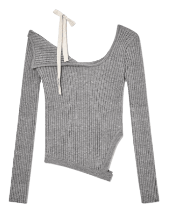 ISA ASYMMETRICAL KNIT TOP (GRAY)