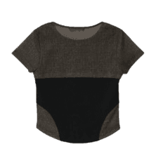 YUSE MESH LAYERED HALF SLEEVE T-SHIRT - BLACK/BROWN
