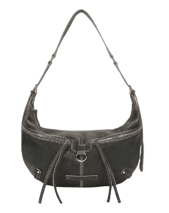 ZIPPER LEATHER ROUND BAG