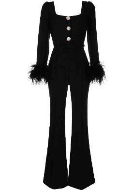 페더 트리밍 플레어 점프수트