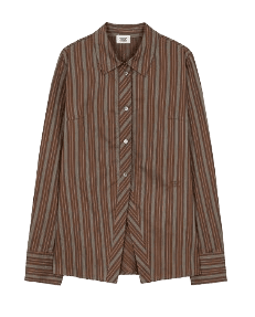 STRIPE SLIM LINED SHIRT_brown stripe