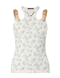 플로럴 프린트 아일릿 벨트 탱크 톱