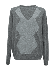 Argyle v-neck knit 001 Gray