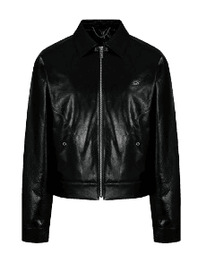 Bulky Leather jacket-Black