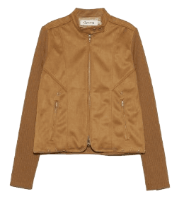 Mixed Leather Racer Jacket_Camel