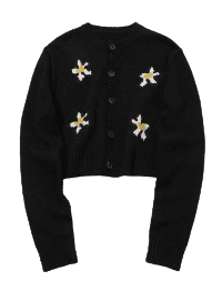 MISTERCHILD CROP FLOWER CARDIGAN (BLACK)