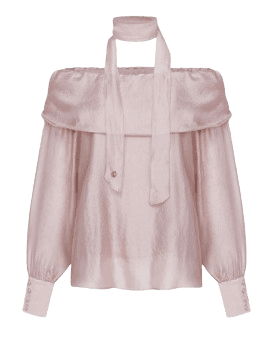 Letter from moon Glitter Off-Shoulder Scarf Blouse Pink Color