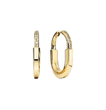 티파니 락 이어링 옐로우 골드, 다이아몬드 세팅, 미디엄