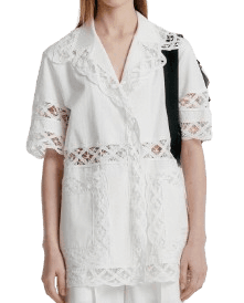 YOMITA Short Sleeve Lace-trim Shirt - White