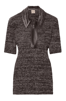 Tod's Leather-trimmed wool polo shirt