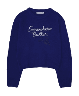 letter wool knit - cobalt blue