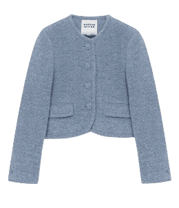 23 Fall_ Blue Melange Boucle Wool Blazer
