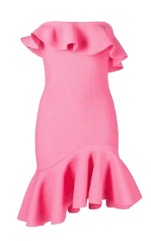 드레스 스트랩리스 러플 미니 드레스