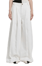 YURINA pleated Denim Pants - White