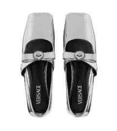 GIANNI RIBBON 오픈 메탈릭 발레리나 실버