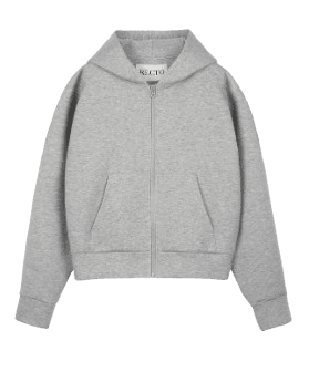 RECTO JAPANESE NEOPRENE LOGO PATCH HOODIE ZIP-UP (MELANGE GREY)