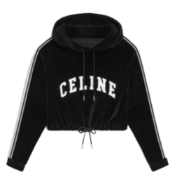 CELINE 크롭 후디 - 벨벳 저지 블랙 / 화이트