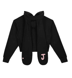 래빗 크롭 후디_BLACK