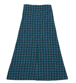 VIA LINEN CHECK LONG SKIRT (GREEN CHECK)