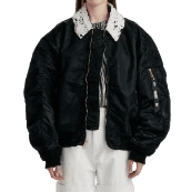 YALPA Oversized Outer With Detachable Lace Collar