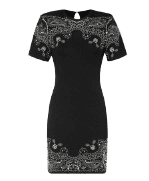 페이즐리 프린트 크루 넥 미니 드레스