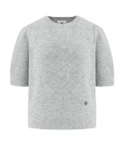 wool boucle puff sleeve knit