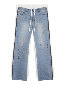 YY STITCH FRONT JEAN COTTON PANTS, WHITE
