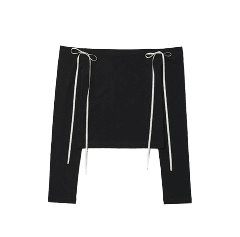 RIBBON OFF-SHOULDER TOP - BLACK