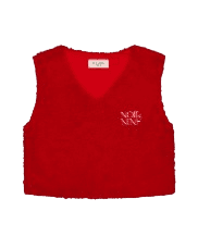 Fluffy Vest Muffler Set (RED)