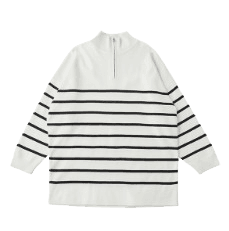 MUDIDI Stripe overfit zip up knit 004 Ivory